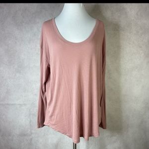 Athleta Cloudlight Stratus Ballerina Pink Ribbed Soft Yoga Long Sleeve Top Sz L